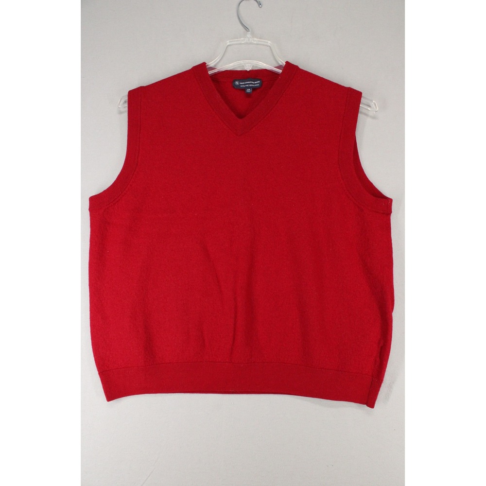 Hart Schaffner Marx Sweater Vest Mens 2XB Red Merino Wool V-Neck Preppy Knit